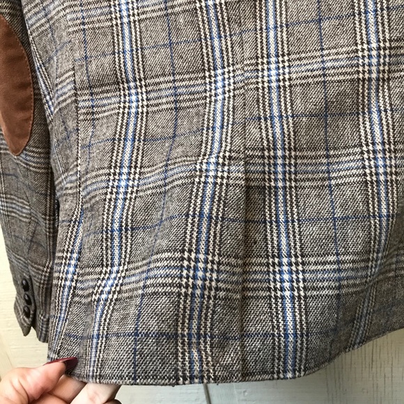 H&M LOGG plaid wool blend blazer w/elbow patches - Picture 3 of 11
